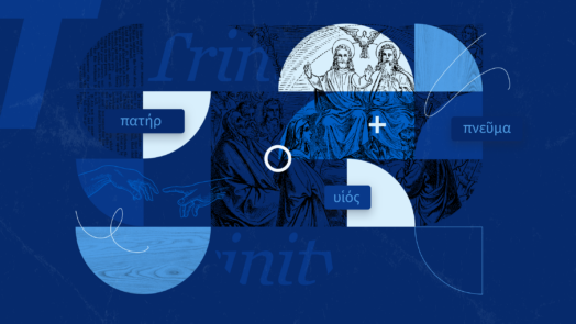 Graphic with the word Trinity and a black and white sketch picture.
