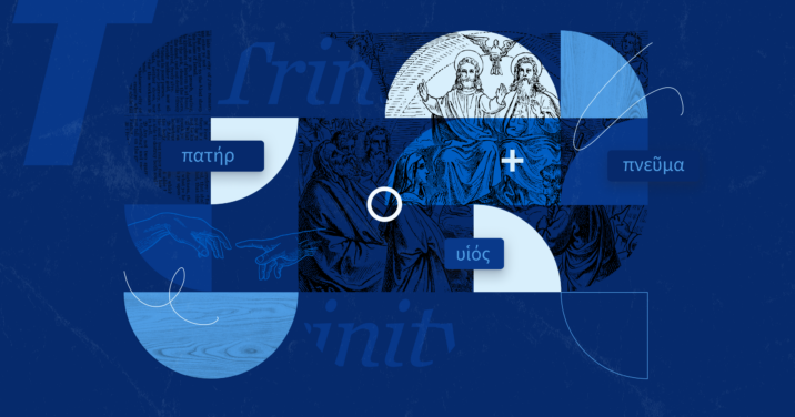 Graphic with the word Trinity and a black and white sketch picture.