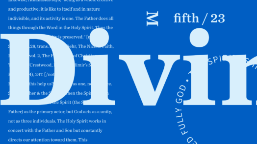 Graphic with the word divine in bold and copy from the article behind it.