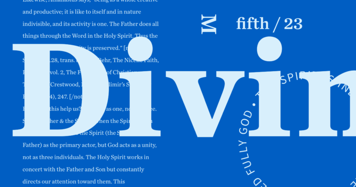 Graphic with the word divine in bold and copy from the article behind it.