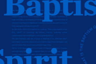 The words baptism and spirit in bold with article copy in the background.