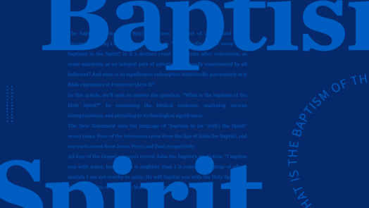 The words baptism and spirit in bold with article copy in the background.