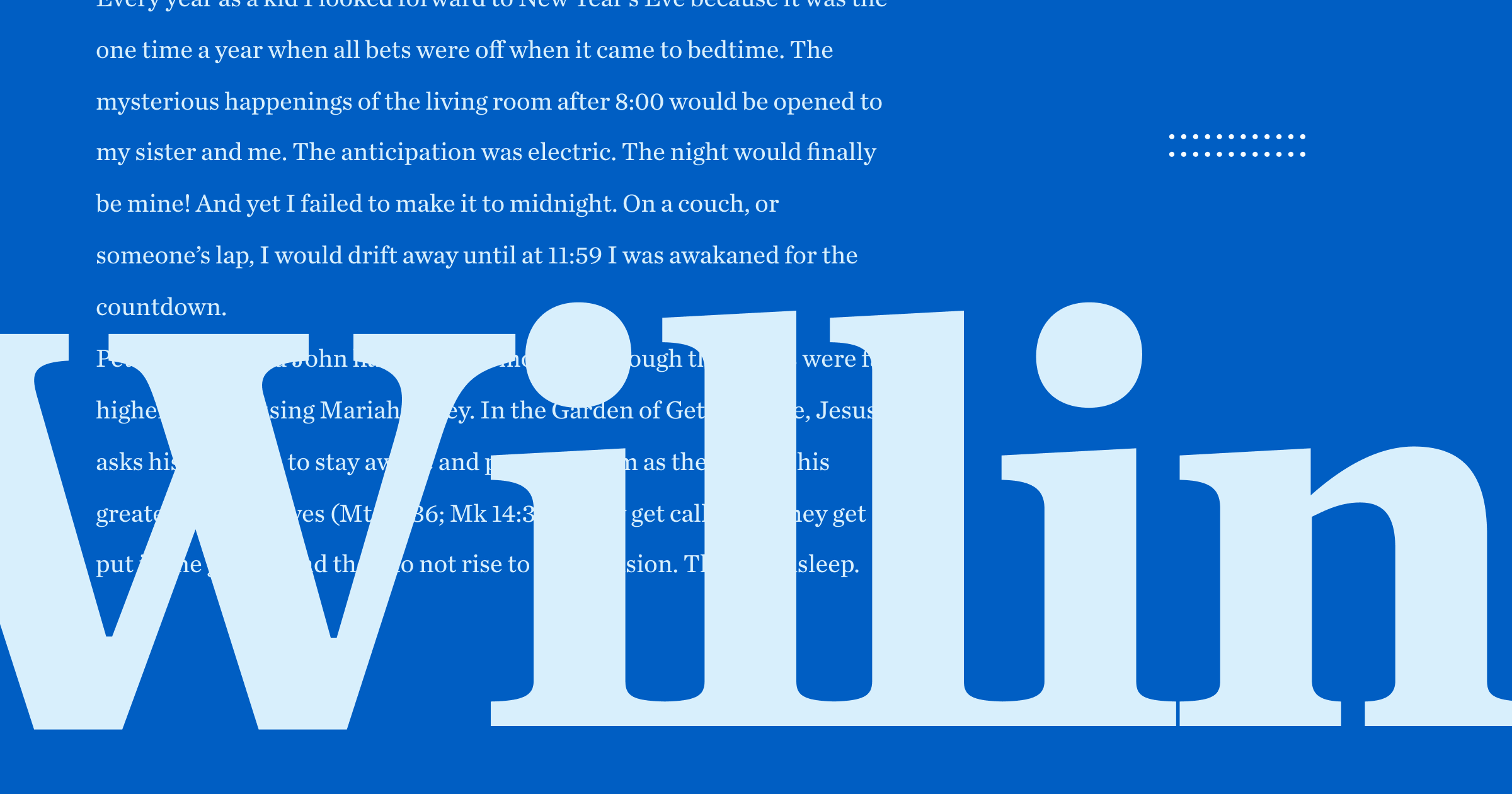 Graphic with the word "willing" prominent and text from the article in the background.