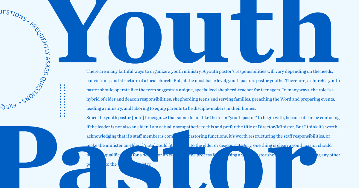 A graphic with youth pastor in bold