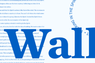 Graphic with the word walk in bold and text from the article behind it