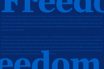 Graphic with the word freedom in bold and copy from the article behind it.