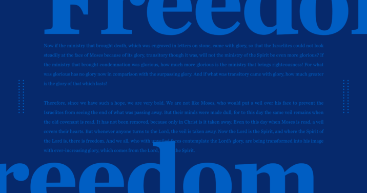 Graphic with the word freedom in bold and copy from the article behind it.