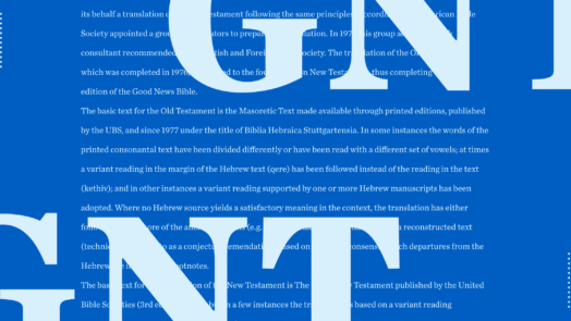 Graphic with GNT, which stands for Greek New Testament, in bold and copy from the article behind it.