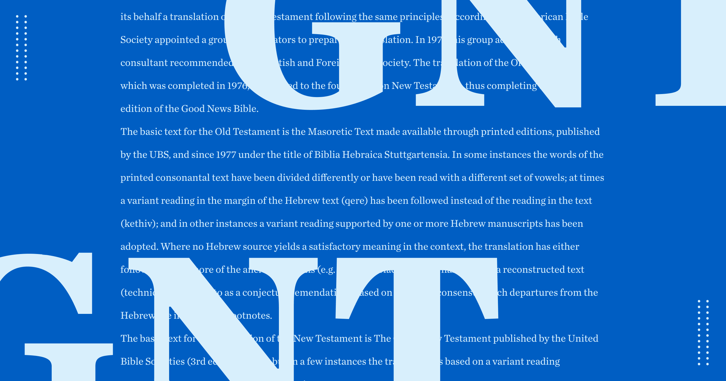 Graphic with GNT, which stands for Greek New Testament, in bold and copy from the article behind it.