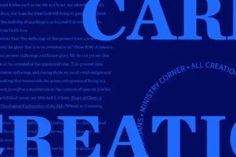 Image with the words creation care in bold over the content of the article.