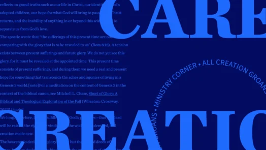 Image with the words creation care in bold over the content of the article.