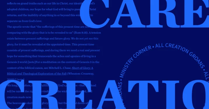 Image with the words creation care in bold over the content of the article.