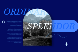 Photo with the words ordinary splendor featured over a photo of a mountainside with trees.