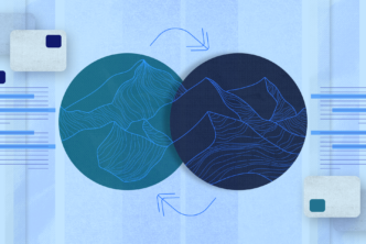 A graphic with two circles. Inside one circle represents a plain and inside the other circle is a mountain. This represents the distinctions and similarities between the sermon on the plain and sermon on the mount.