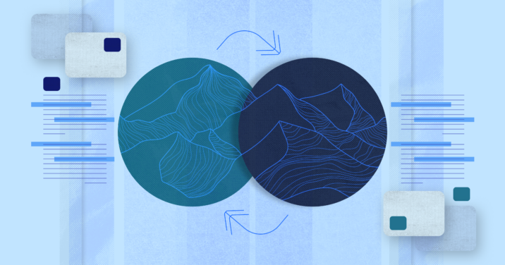 A graphic with two circles. Inside one circle represents a plain and inside the other circle is a mountain. This represents the distinctions and similarities between the sermon on the plain and sermon on the mount.