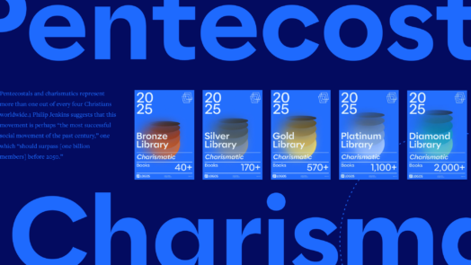 The words Pentecostal and Charismatic in large font with a portion of the article text to the left and our Denominational Libraries featured towards the right.