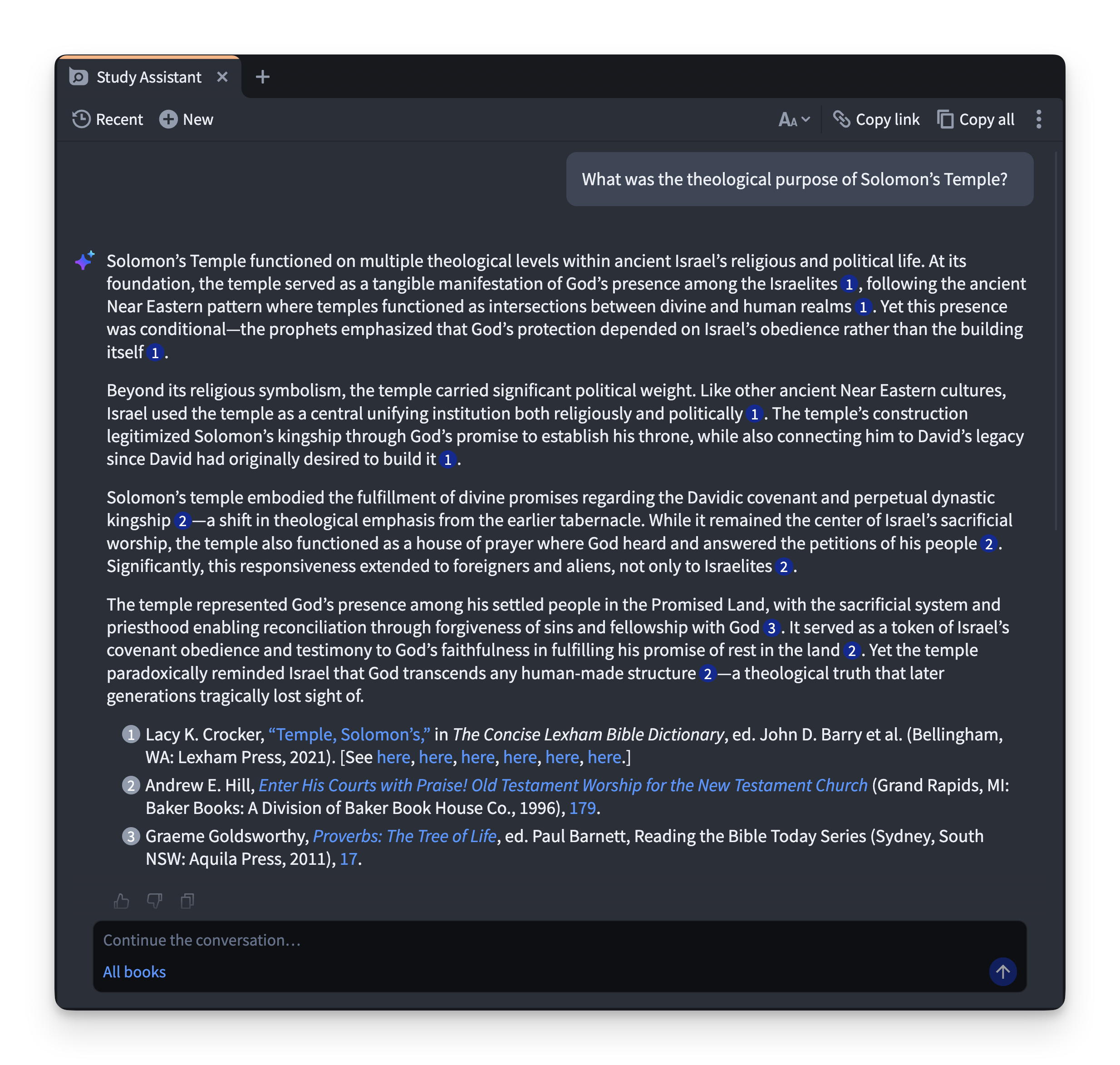 Logos's Study Assistant on the temple.