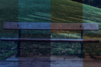 Graphic of a bench with a styled overlay