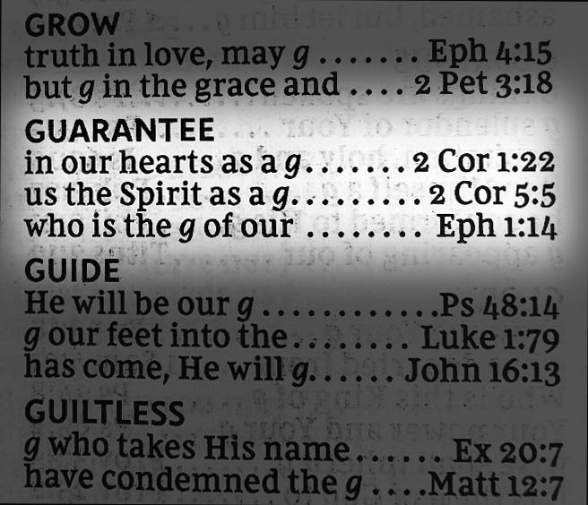 Concordance search for the word Guarantee from NKJV