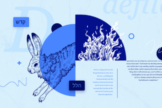 Graphic of a rabbit and a fire with text from the article about the definition of the word defiled