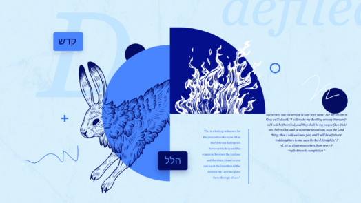 Graphic of a rabbit and a fire with text from the article about the definition of the word defiled