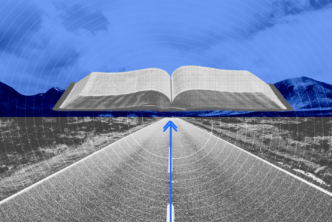 a bible open over a road representing the romans road to salvation