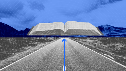 a bible open over a road representing the romans road to salvation