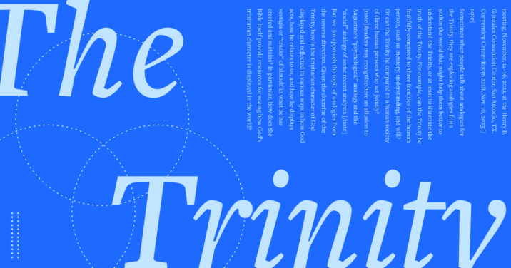 the words The Trinity in large font over a blue background containing part of the article