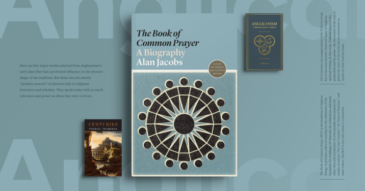 an image of 3 books - The Book of Common Prayer, Anglicanism, and Centuries - with part of the article to the sides of them