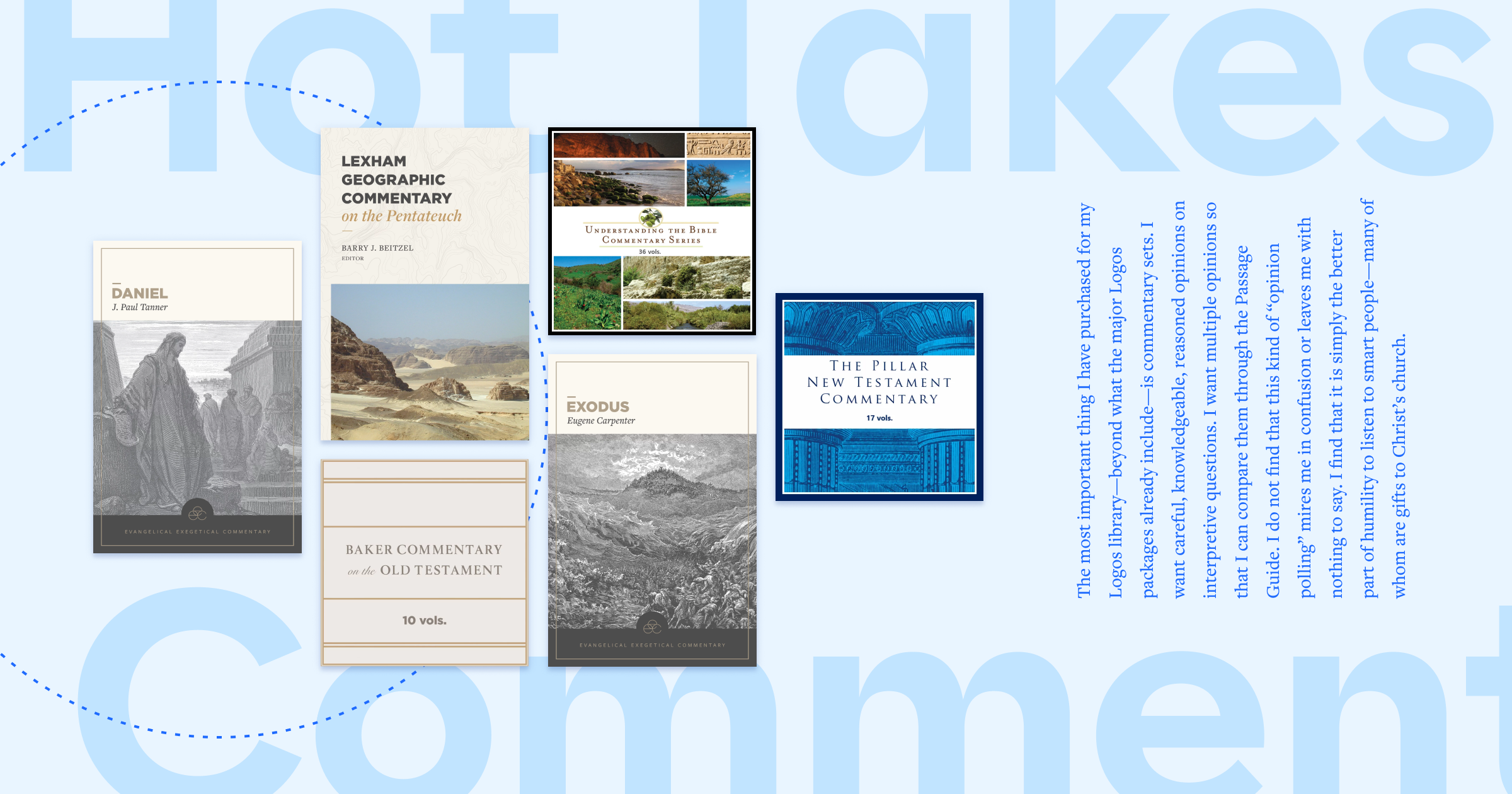 an image of a few books mentioned in the article in the middle, part of the article to the right, and the words Hot Takes Commentaries in huge, faded font