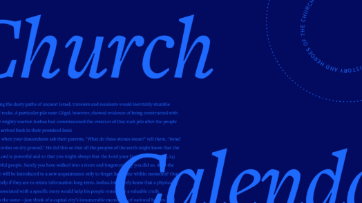 the words Church Calendar in large font with part of the article in the background.