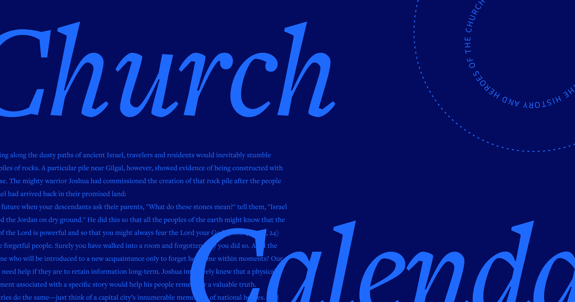 the words Church Calendar in large font with part of the article in the background.