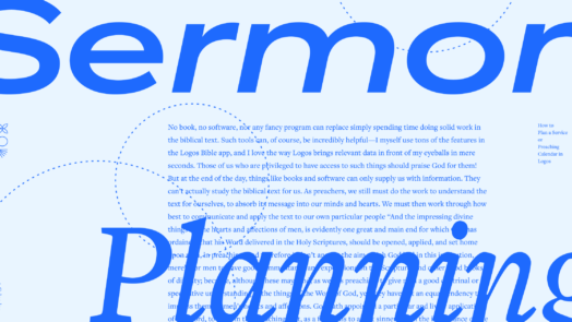 the words Sermon Planning in Logos blue with part of the article written in the background