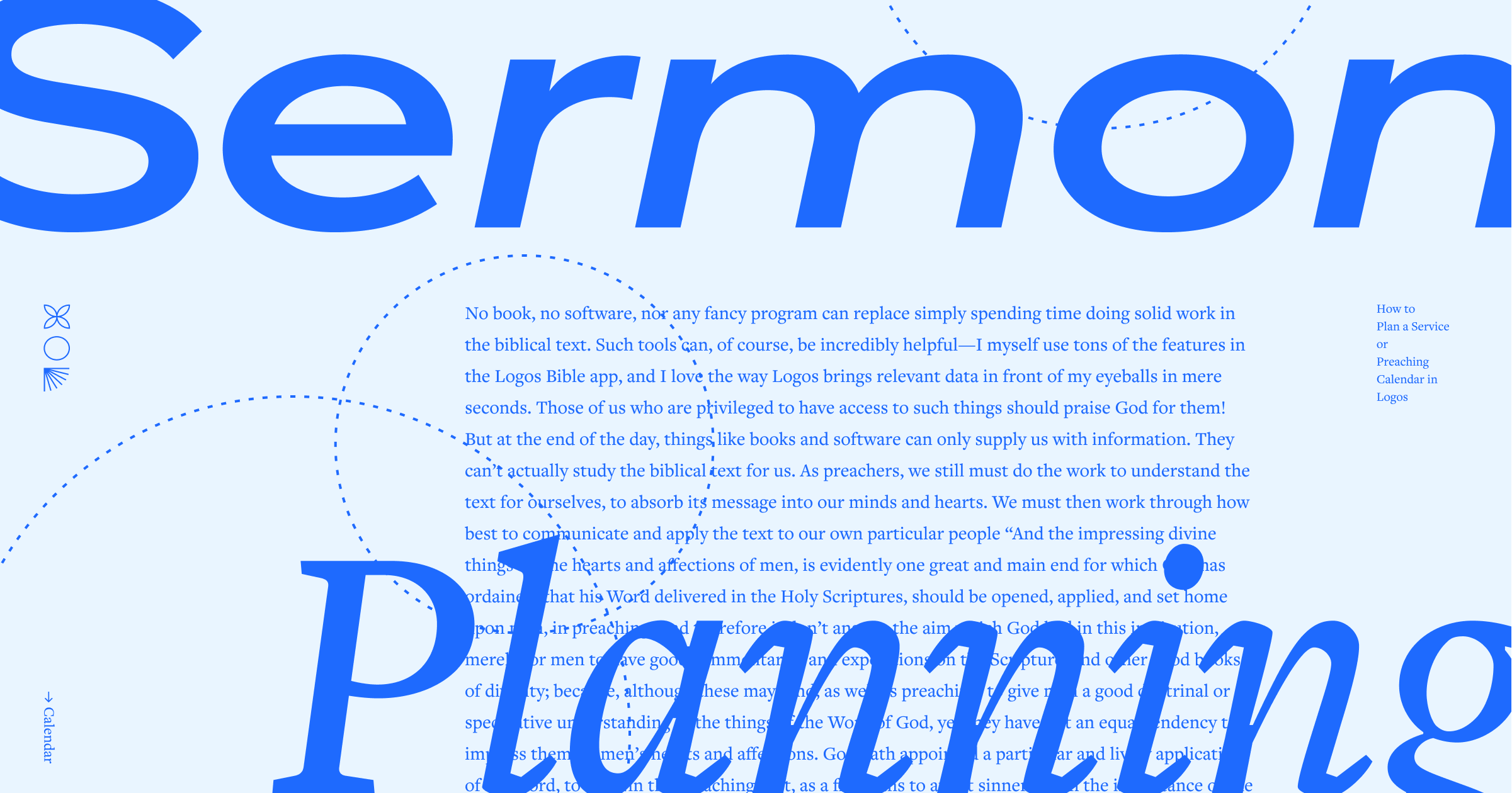 the words Sermon Planning in Logos blue with part of the article written in the background