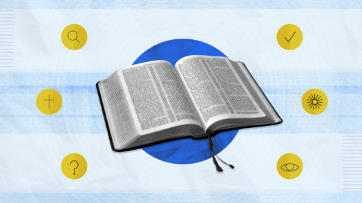 An image of an open study Bible