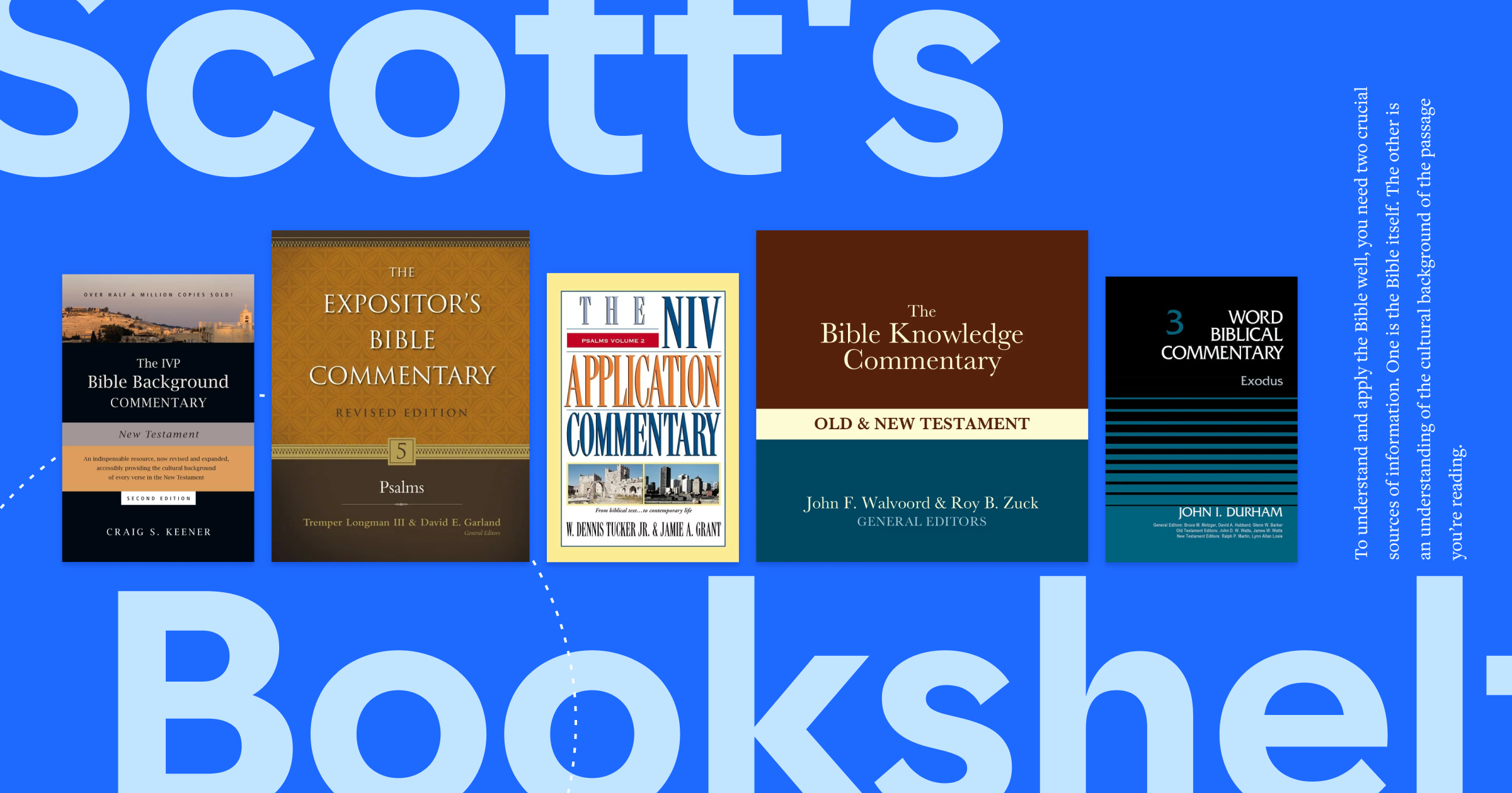 the words Scott's Bookshelf in large print with 5 featured books taken from the article in the center