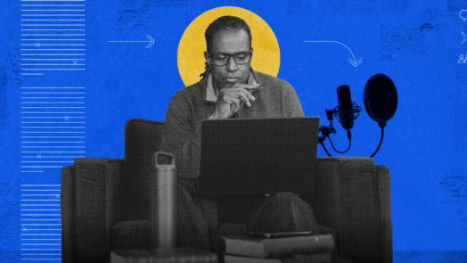 A preacher sitting down with an open Bible and a laptop symbolizing technology enhanced sermon preparation.