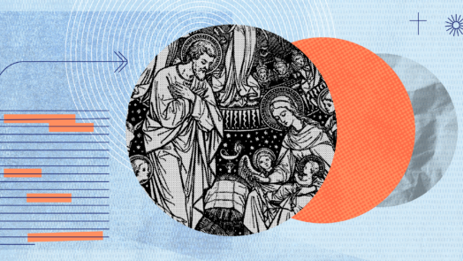 An illustration capturing the Nativity, where we can see a depiction of Joseph of Nazareth, the adoptive father of Jesus.