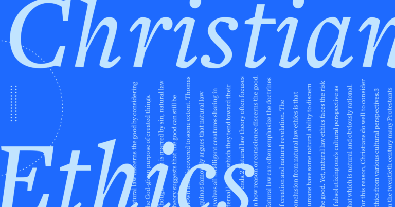 The words Christian Ethics in large script font with a portion of the article text in the background.