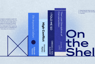 the words On the Shelf in bold font with a few featured books shown as spines.