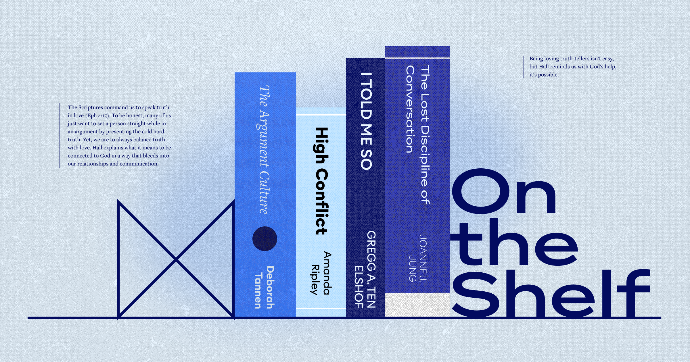 the words On the Shelf in bold font with a few featured books shown as spines.