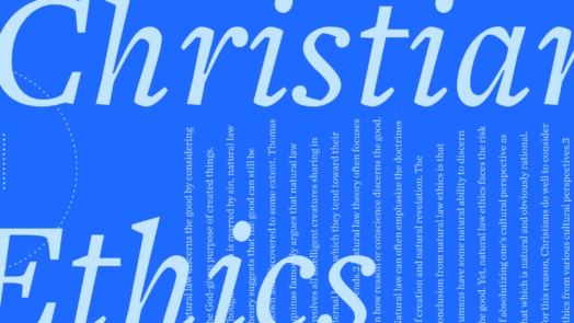 The words Christian Ethics in large script font with a portion of the article text in the background.