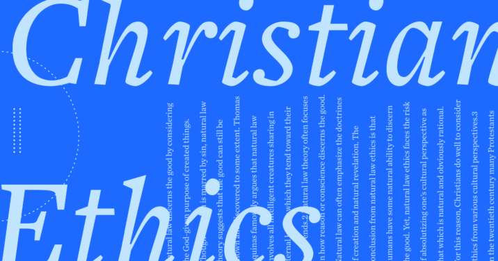 The words Christian Ethics in large script font with a portion of the article text in the background.