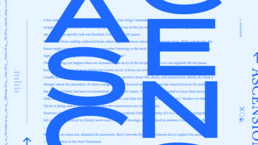 the word Ascension in large vertical font with a portion of the article text in the background.