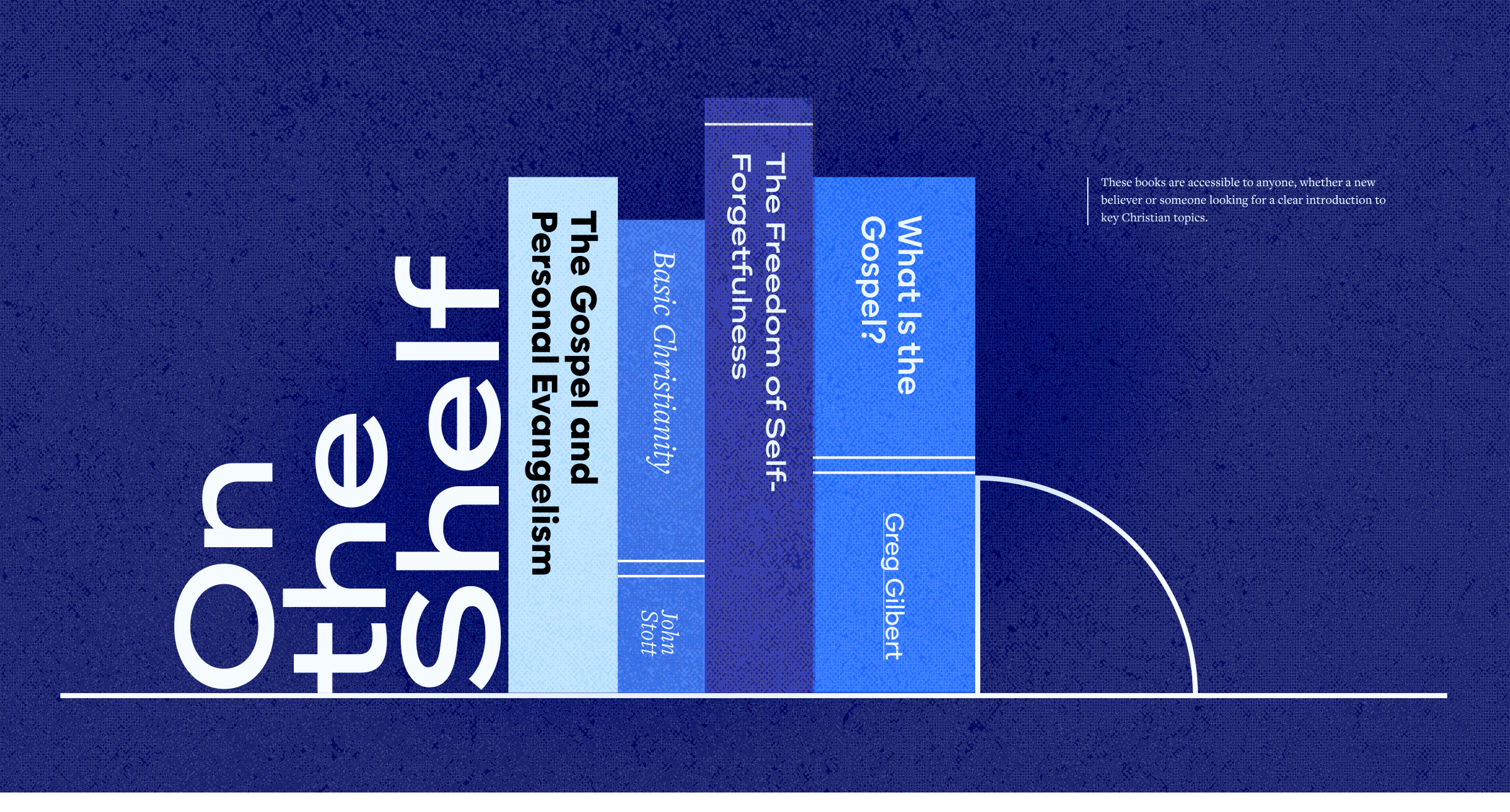 An image with the words On the Shelf, featuring the spines and titles of certain books from the list.