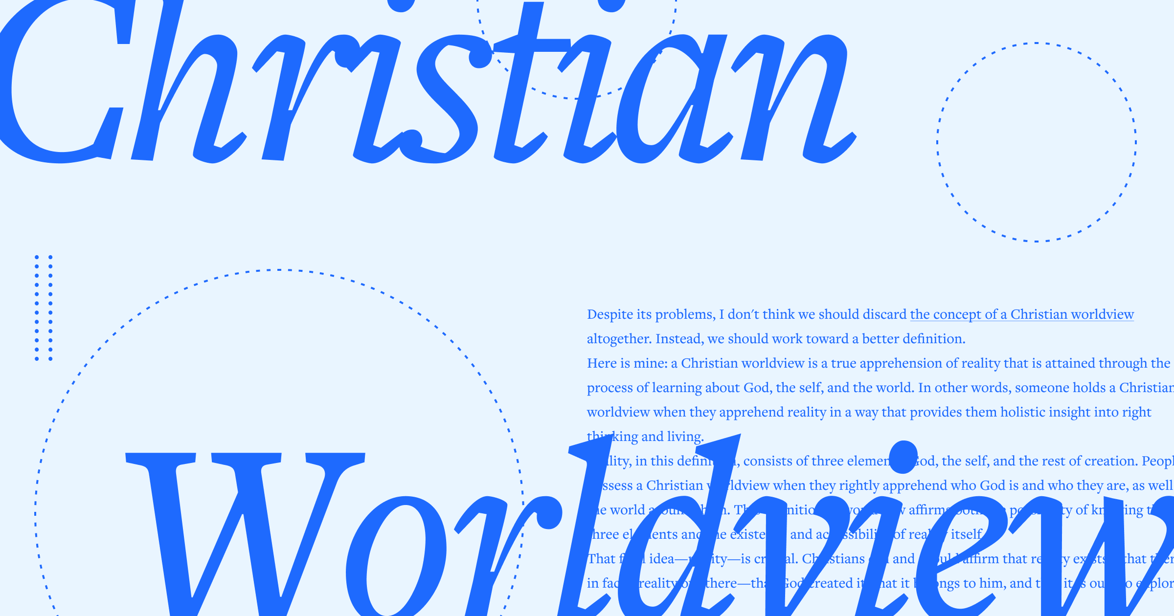 The words Christian Worldview in large, script font with a portion of the article in the background.