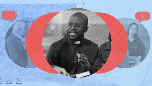 An image of a pastor at the center, with faded, semi-transparent figures on either side representing the complex tension between isolation and connection in pastoral friendships.