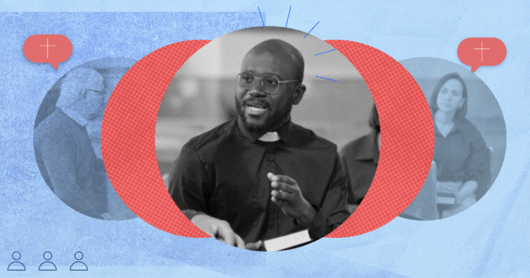 An image of a pastor at the center, with faded, semi-transparent figures on either side representing the complex tension between isolation and connection in pastoral friendships.