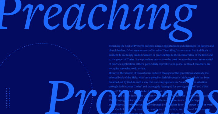 The words Preaching Proverbs in large blue script with a portion of the article text in the background.