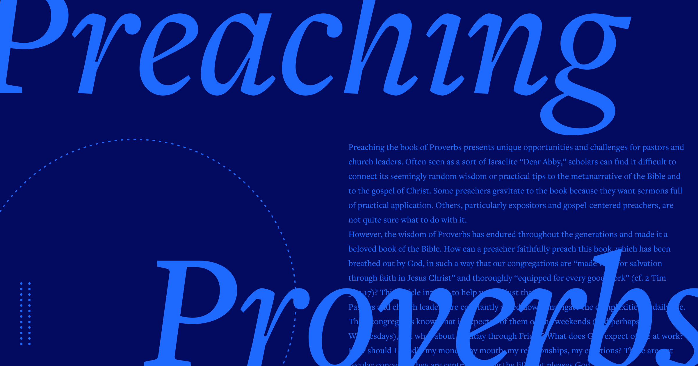 The words Preaching Proverbs in large blue script with a portion of the article text in the background.